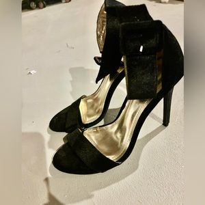 Venus Black Velvet Buckle High Heels